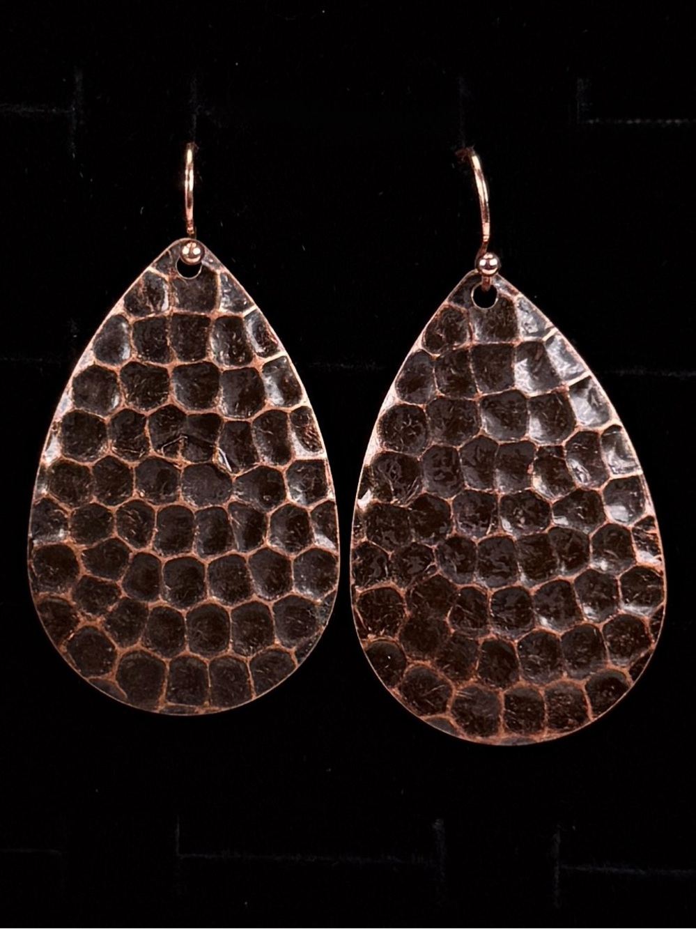 Bohemian chic coppertone hammered pierced earrings